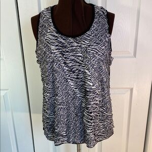 2 for $25 - Reitmans Diagonal Ruffles Tank, Black & White Leopard Print 1X Plus